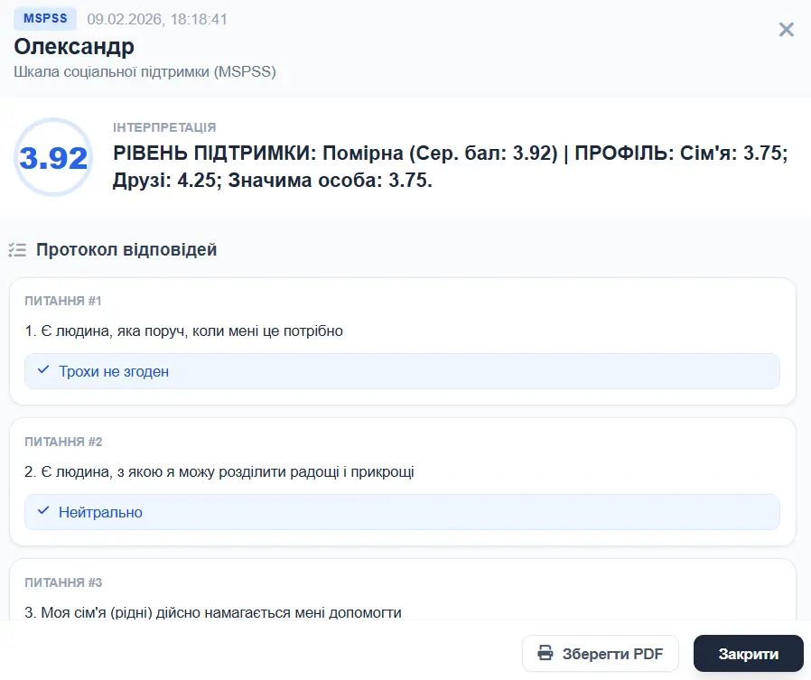 Деталізація результатів
