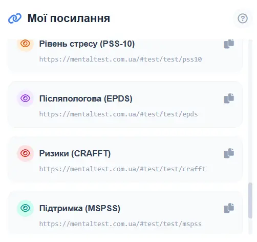 Список тестів