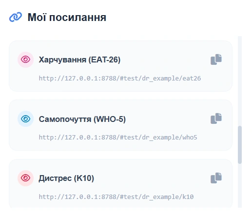 Список тестів